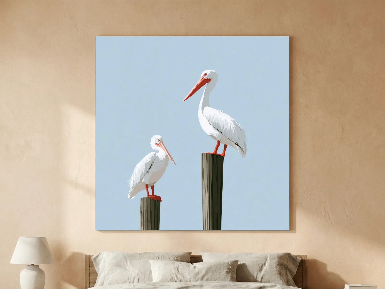Minimalist Pelican Pair Illustration - Coastal Bird Wall Art