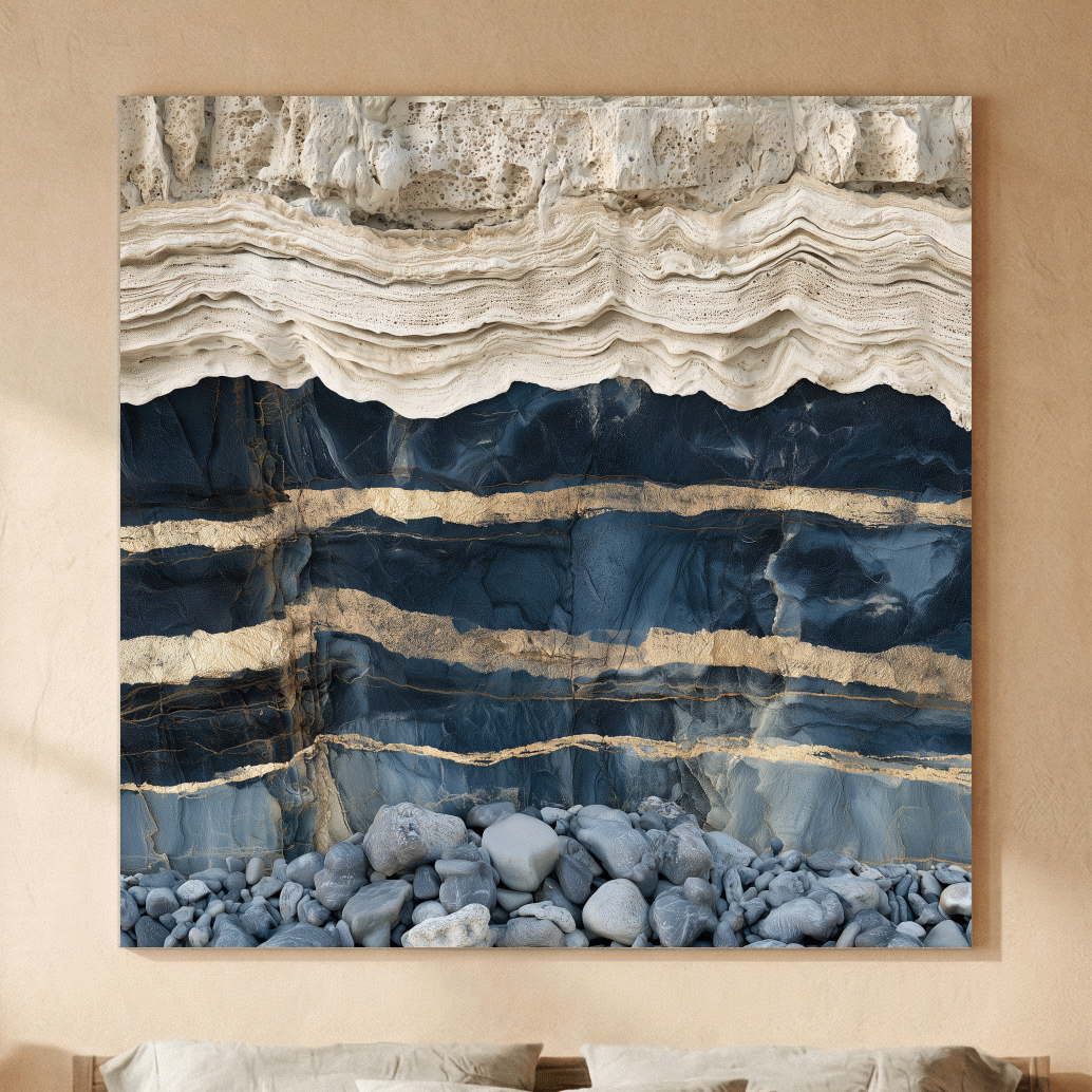 Layered Stone Strata Design - Natural Elements Wall Art
