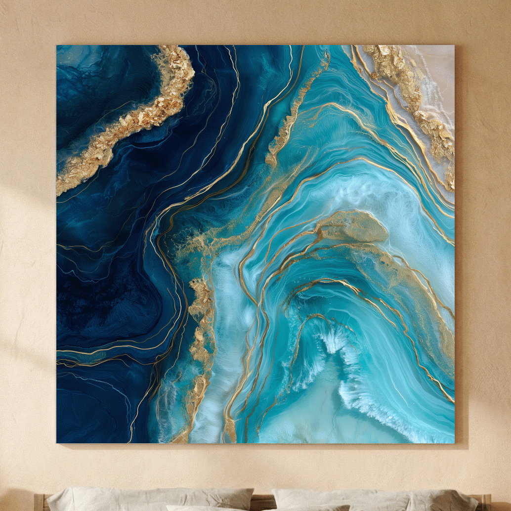Ocean Geode Resin Design - Abstract Natural Mineral Wall Art