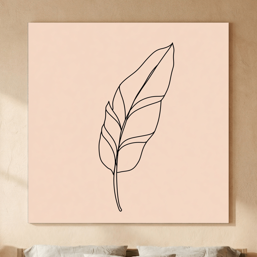 Minimalist Banana Leaf Line Art - Boho Botanical Illustration Wall Art