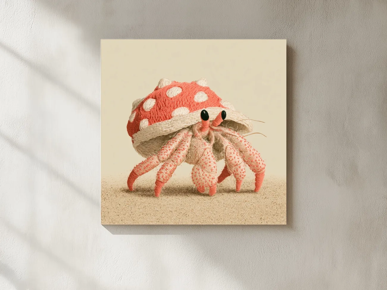 Cute Embroidered Hermit Crab Illustration - Whimsical Marine Life Art