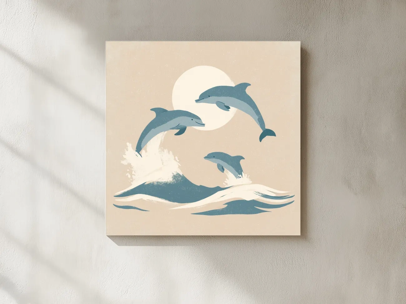 Minimalist Dolphin Trio Illustration - Nursery Marine Life Wall Art