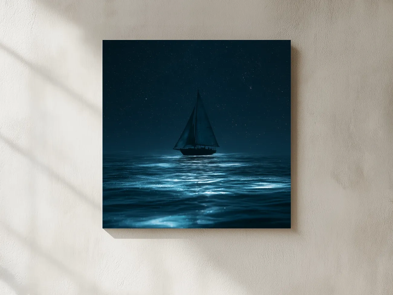 Surreal Sailboat Under Starry Night - Photographic Ocean Wall Art
