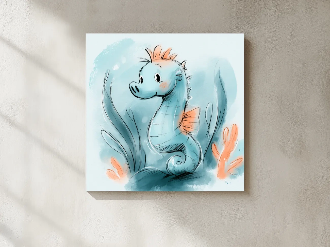 Cute Seahorse Underwater Watercolour Illustration - Nursery Marine Life Art