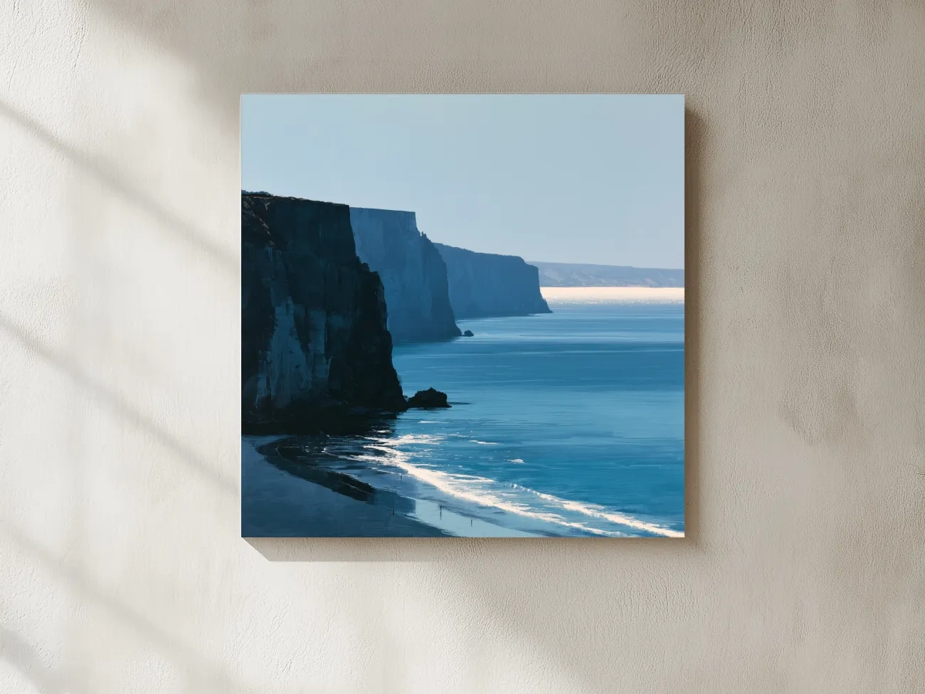 Minimalist Coastal Cliffs Painting - Quiet Beach Landscape Art
