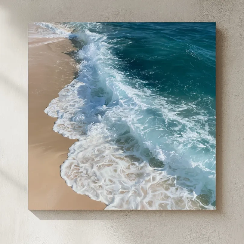 Aerial Seafoam Wave Painting - Abstract Beach Wall Art
