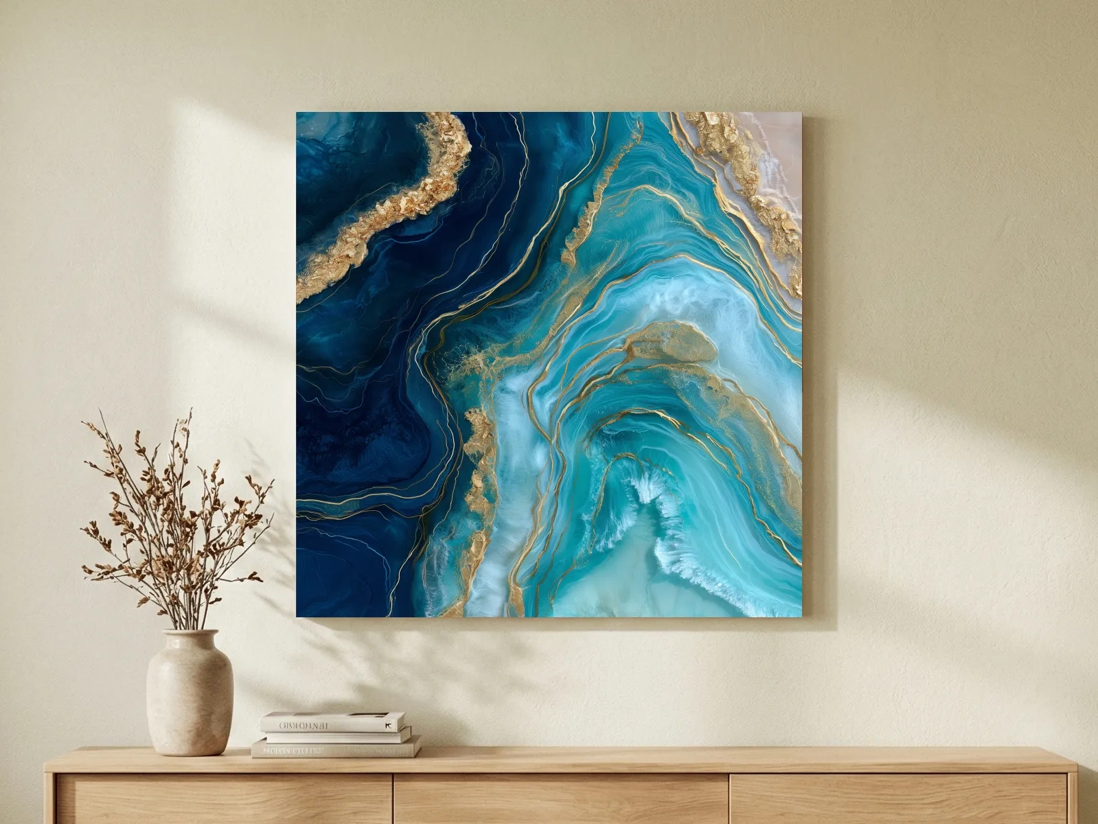 Ocean Geode Resin Design - Abstract Natural Mineral Wall Art