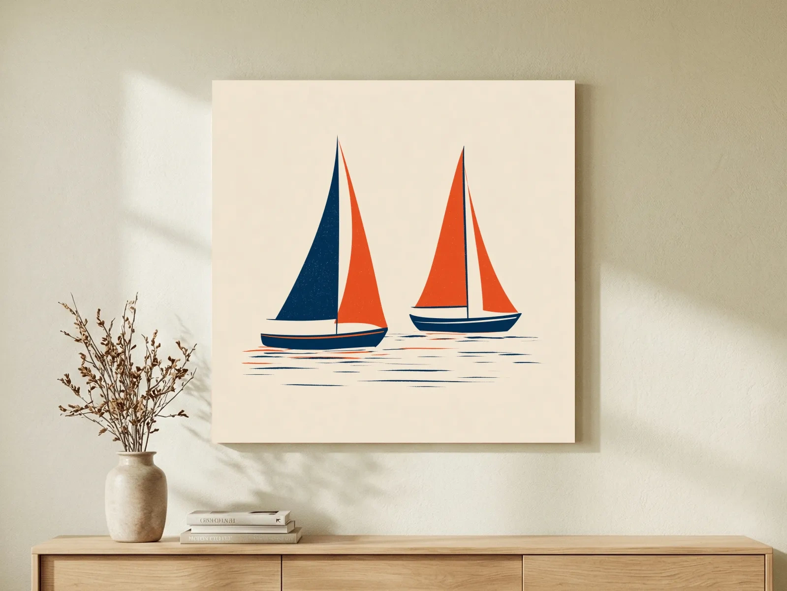 Minimalist Sailboat Illustration - Scandinavian Nautical Wall Art