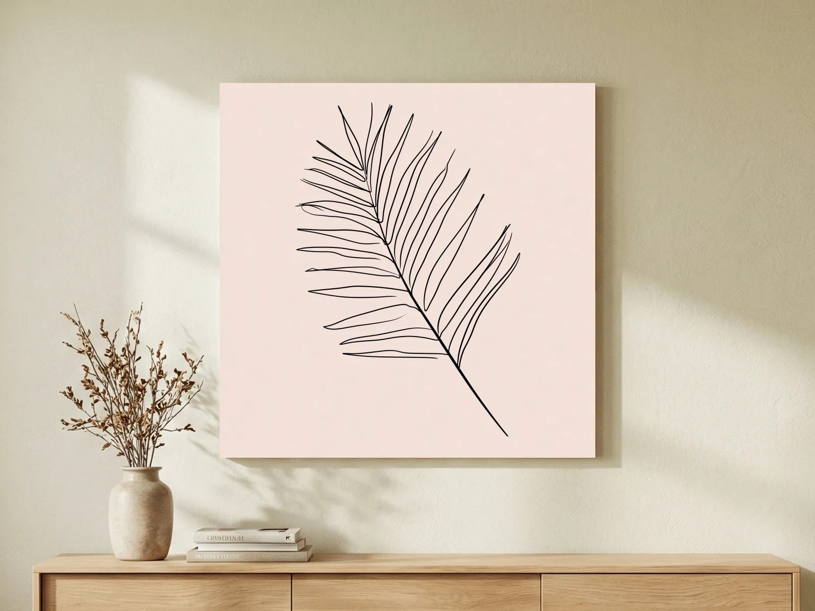 Minimalist Tropical Palm Frond - Boho Botanical Line Art