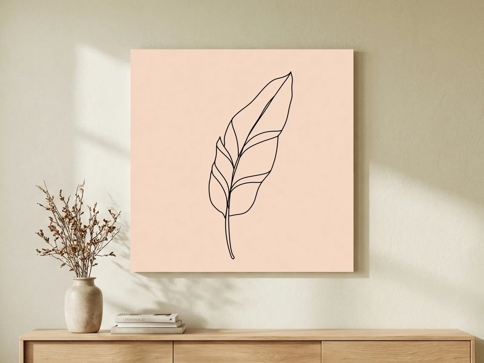 Minimalist Banana Leaf Line Art - Boho Botanical Illustration Wall Art