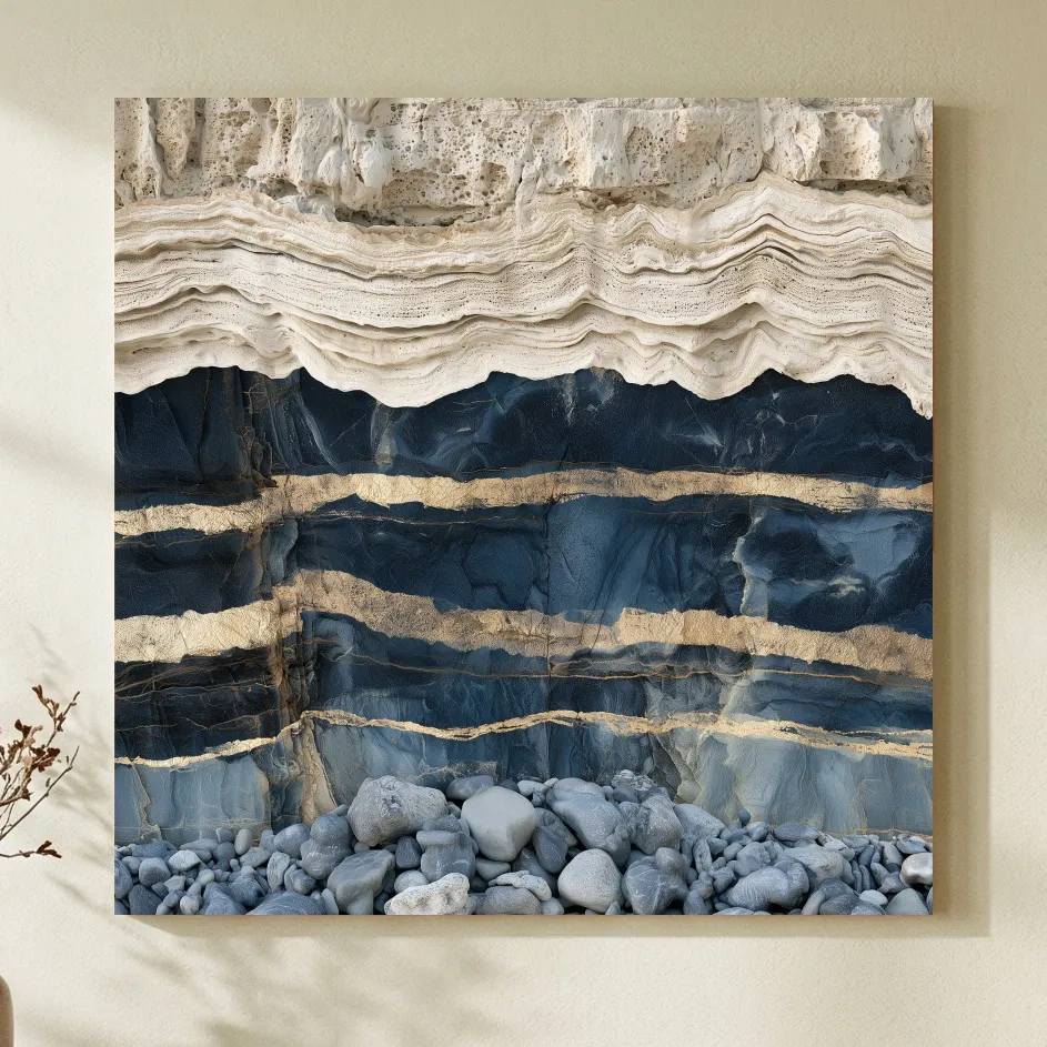 Layered Stone Strata Design - Natural Elements Wall Art