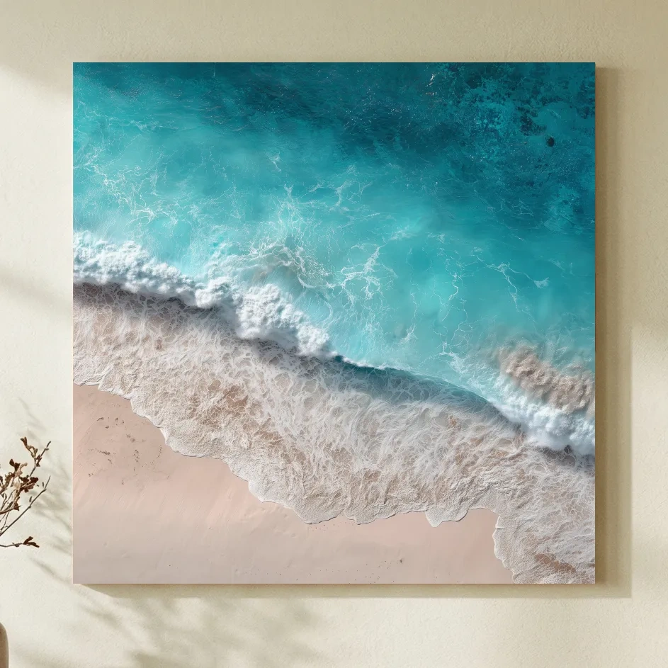 Tropical Aerial Shorebreak Waves - Minimal Coastal Photography Wall Art