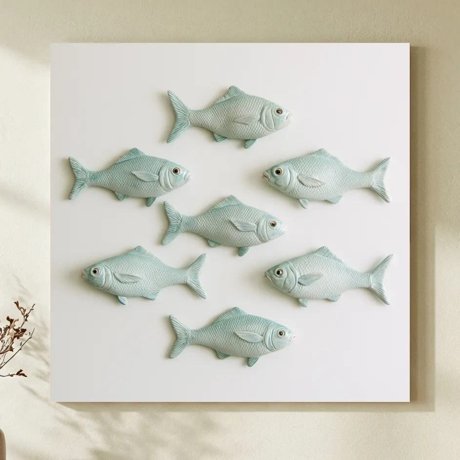 Minimalist Hamptons School of Fish - Photographic Marine Life Wall Art