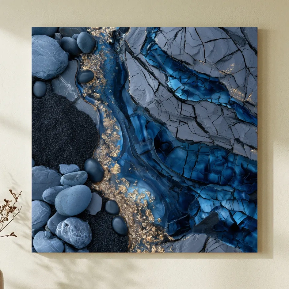 Agate Geode Pebble Strata Design - Abstract Natural Stone Wall Art