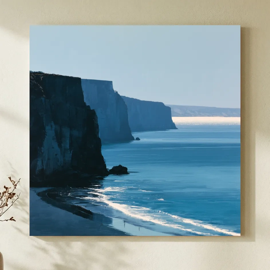 Minimalist Coastal Cliffs Painting - Quiet Beach Landscape Art