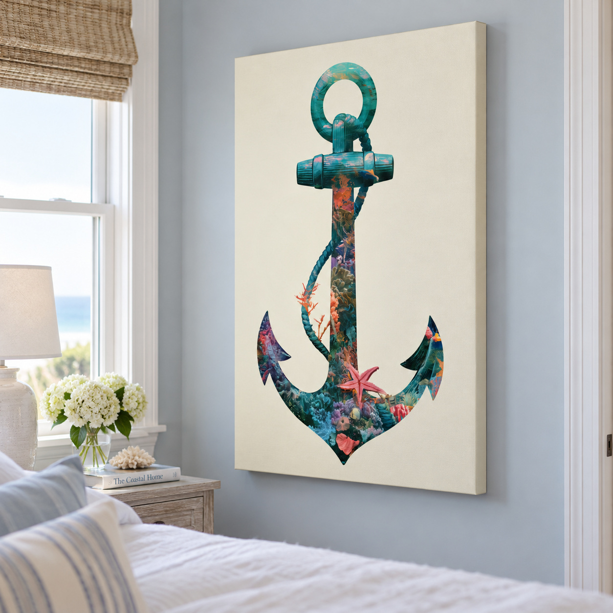 Mockup: Underwater Coral Anchor Double Exposure - Minimalist Illustration Wall Art