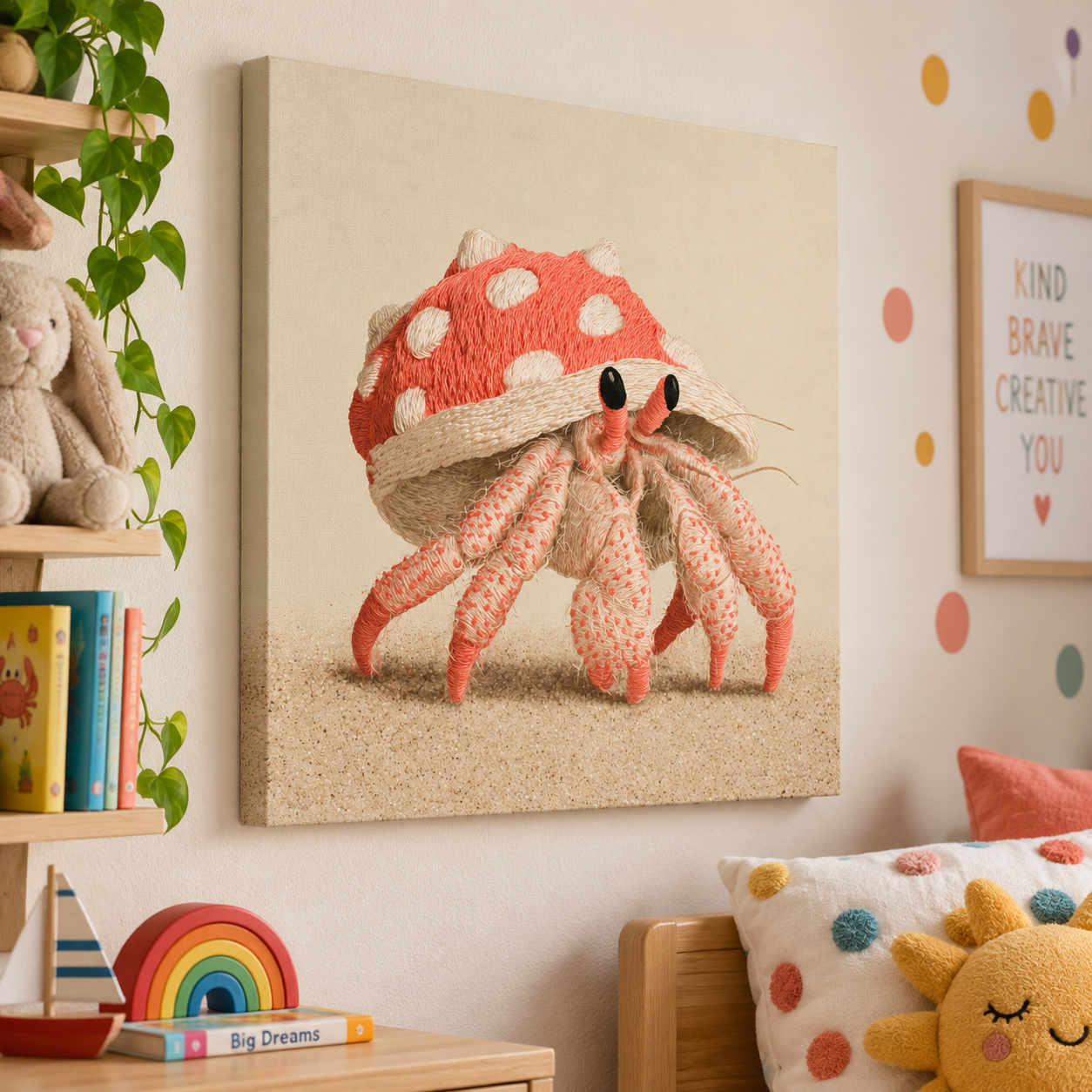 Mockup: Cute Embroidered Hermit Crab Illustration - Whimsical Marine Life Art
