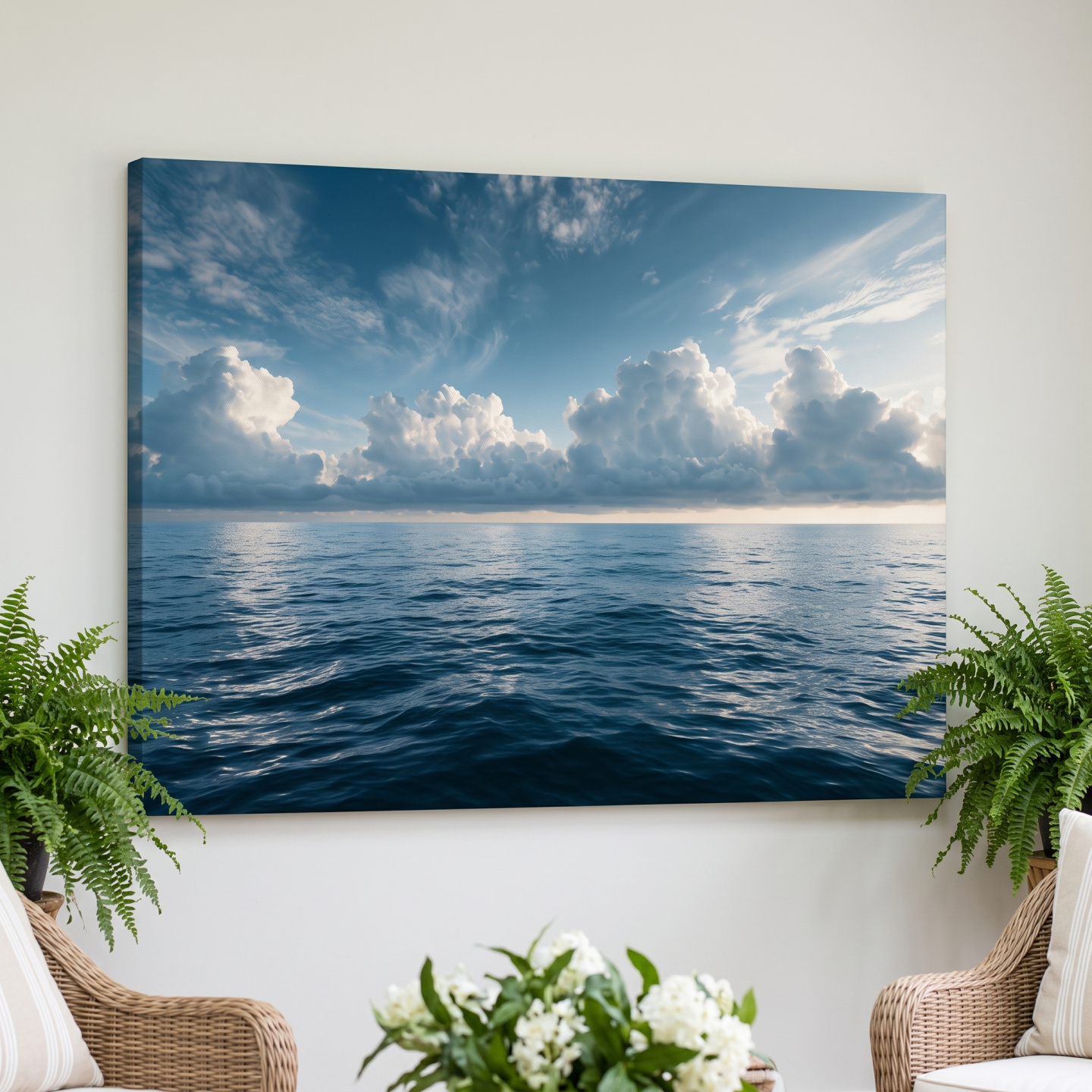 Mockup: Serene Ocean Horizon Photography - Dramatic Seascape Wall Art