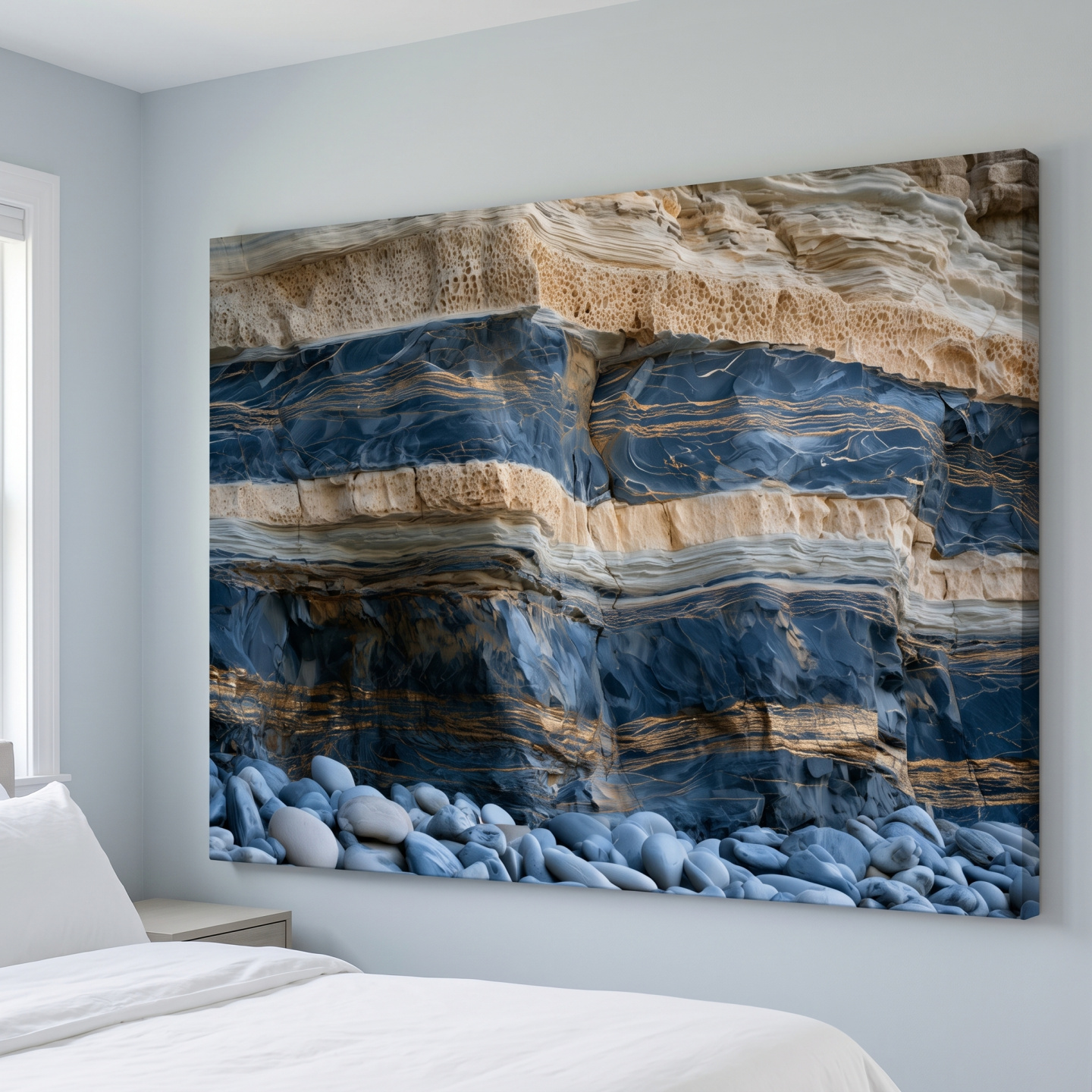 Mockup: Layered Coastal Cliff Strata - Abstract Stone Wall Art