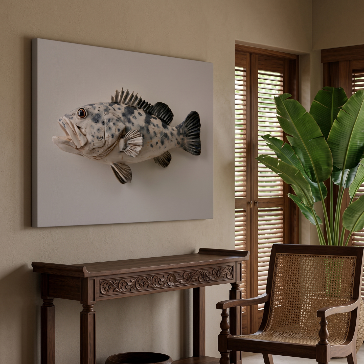 Mockup: Spotted Grouper Fish - Hamptons Minimalist Photographic Wall Art