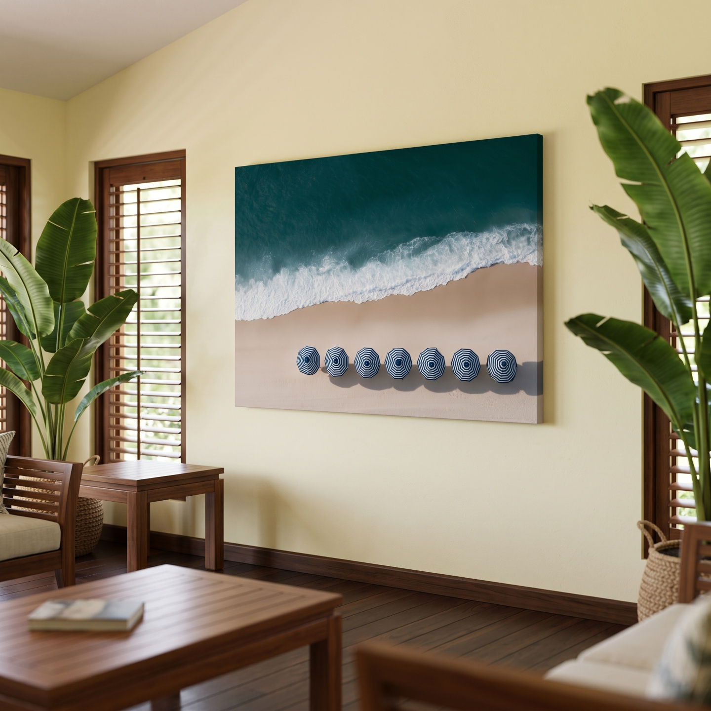 Mockup: Beach Umbrellas Aerial Photograph - Coastal Wall Art