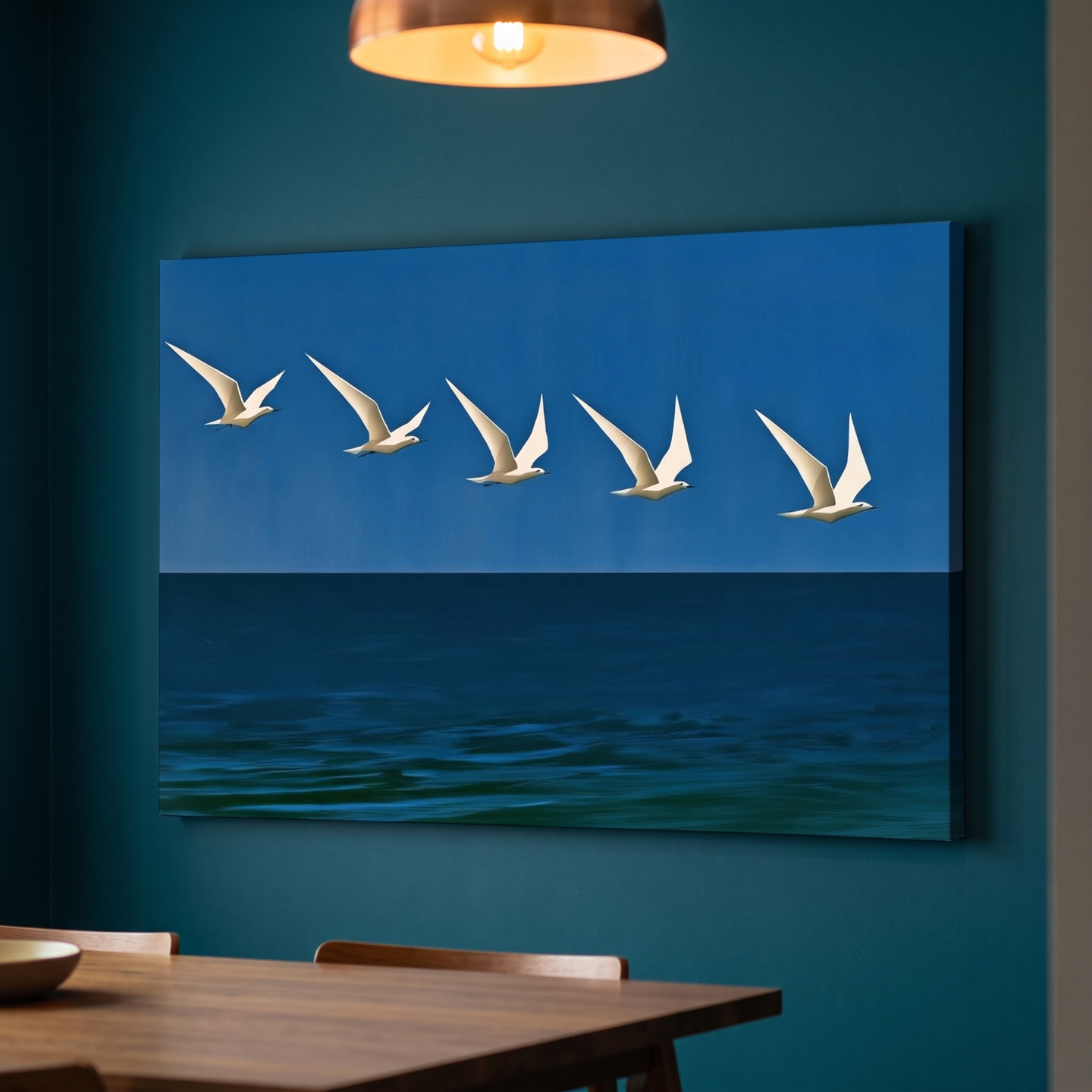 Mockup: Mid-Century Seagull Flight - Minimalist Ocean Illustration Wall Art