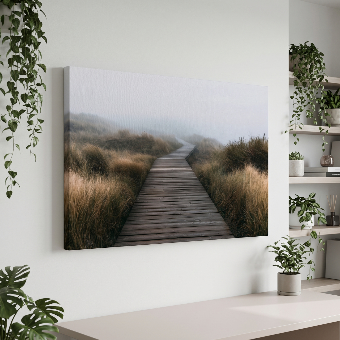 Mockup: Misty Dune Boardwalk - Boho Photographic Beach Wall Art
