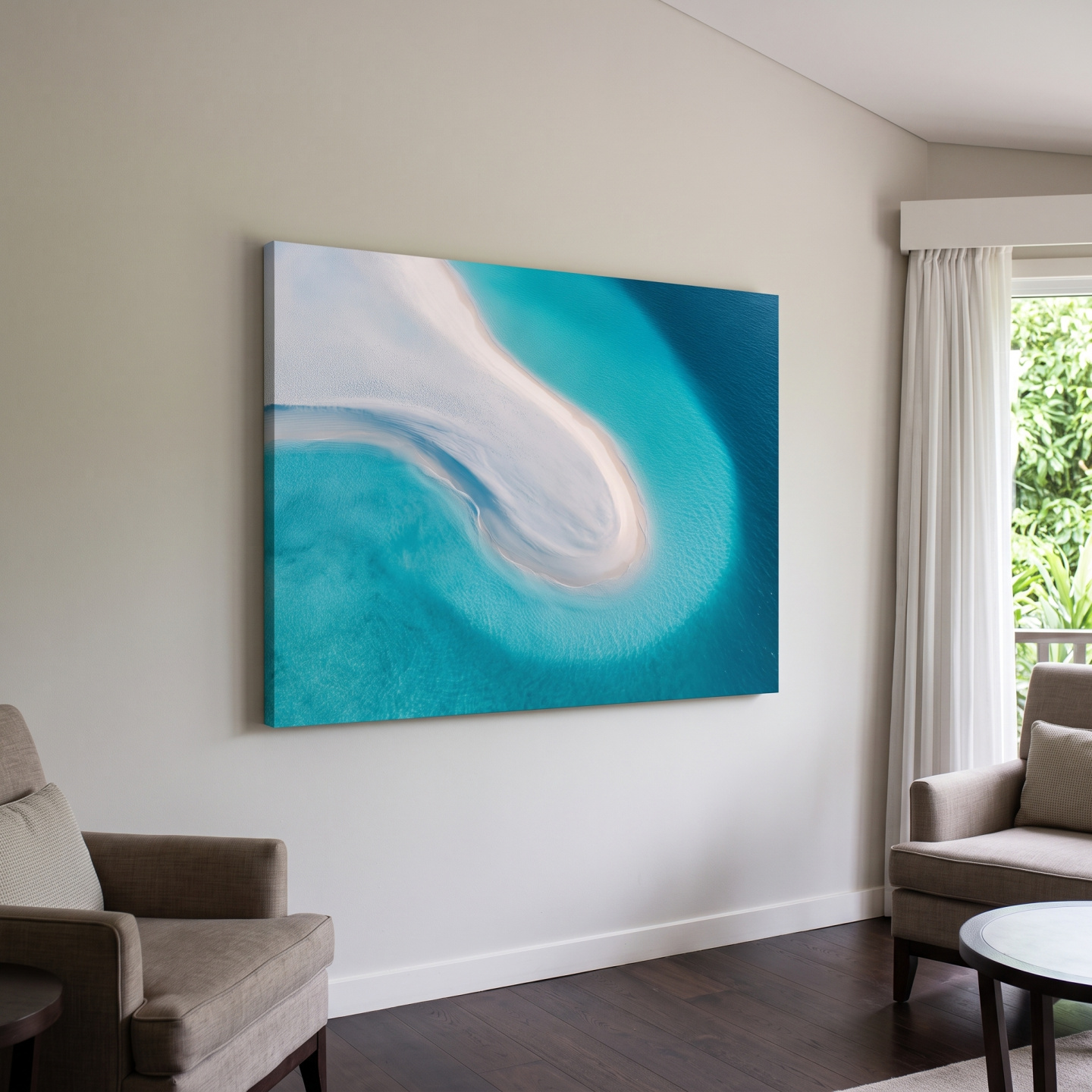Mockup: Aerial Tropical Sandbar - Abstract Photographic Ocean Wall Art