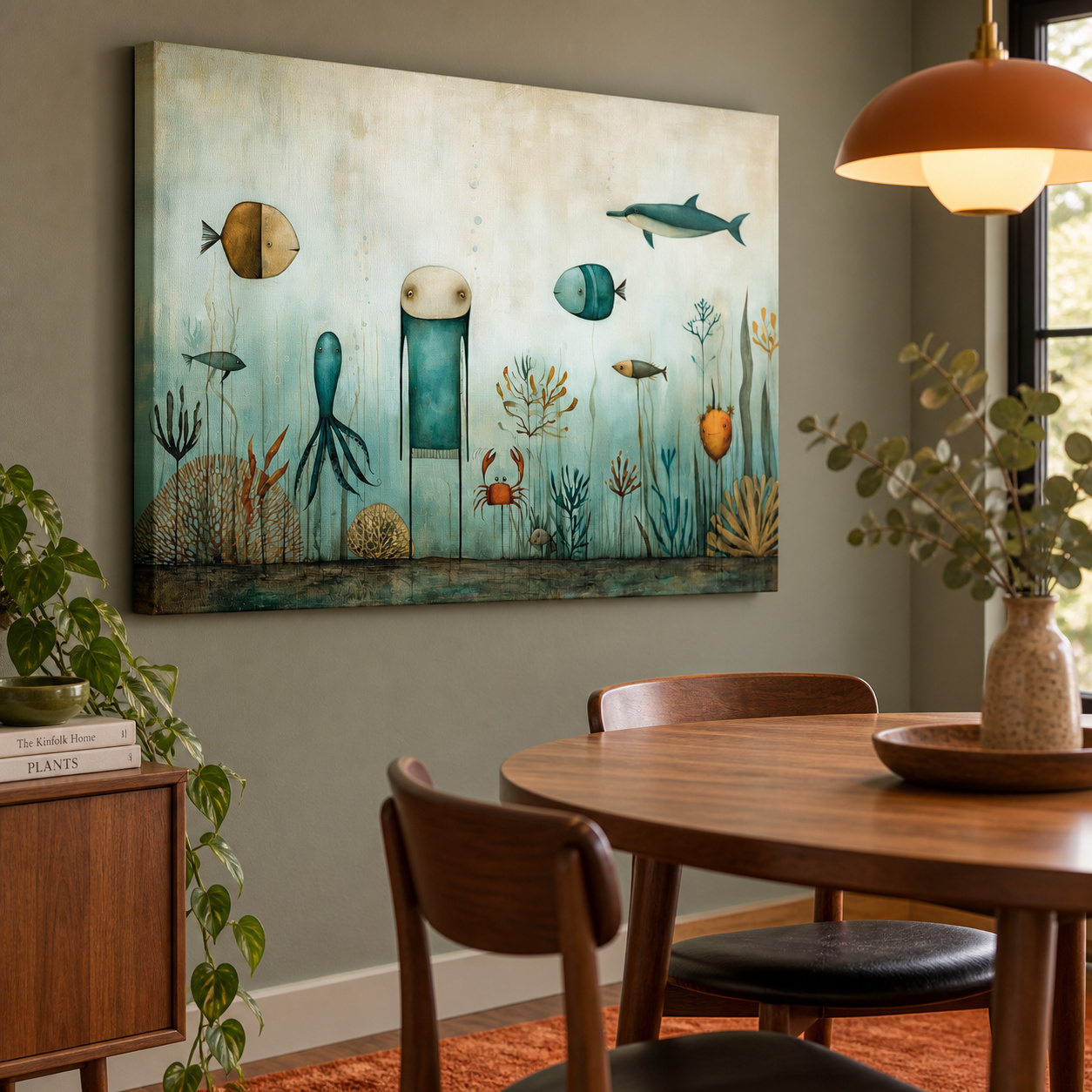Mockup: Whimsical Scandi Folk Art Painting - Nursery Ocean Wall Art