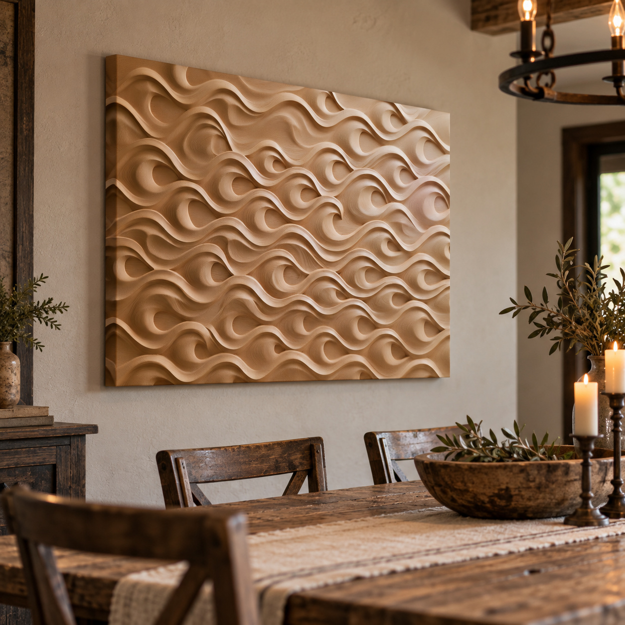 Mockup: Layered Sand Strata Waves - Organic Mixed Media Wall Art