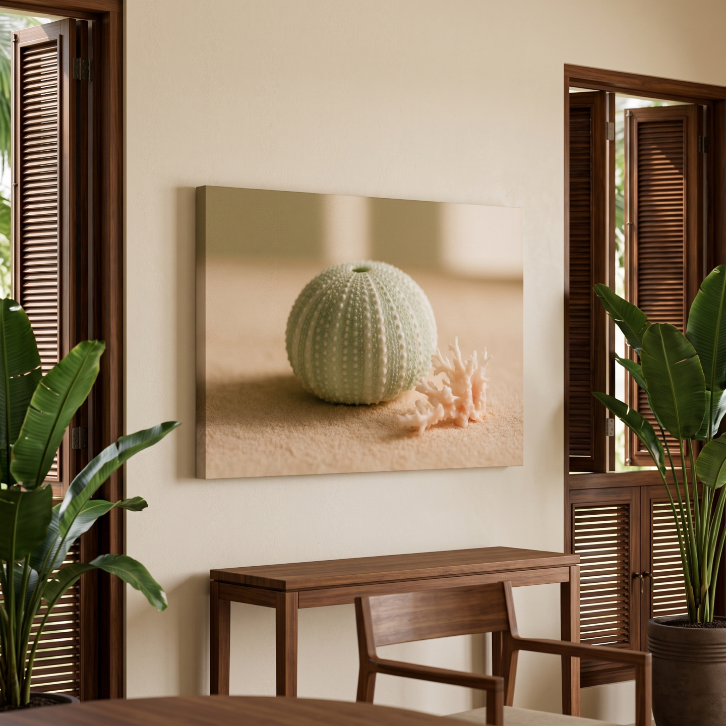 Mockup: Sea Urchin Shell & Coral - Coastal Photographic Wall Art