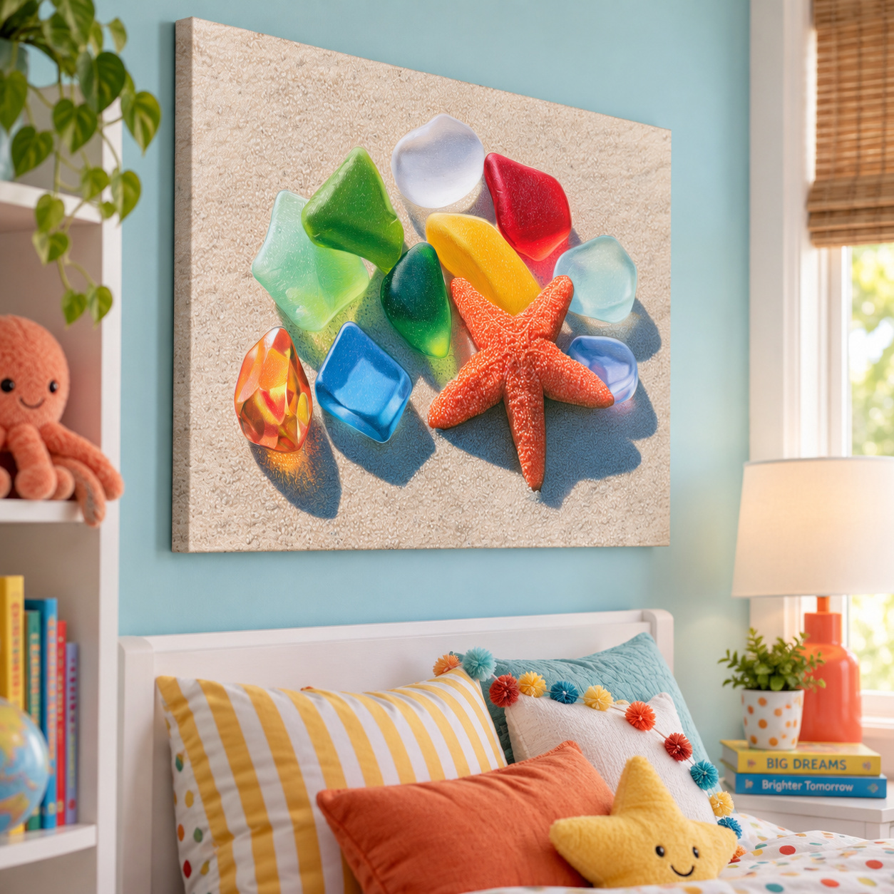 Mockup: Sea Glass and Starfish Drawing - Coastal Marine Life Wall Art