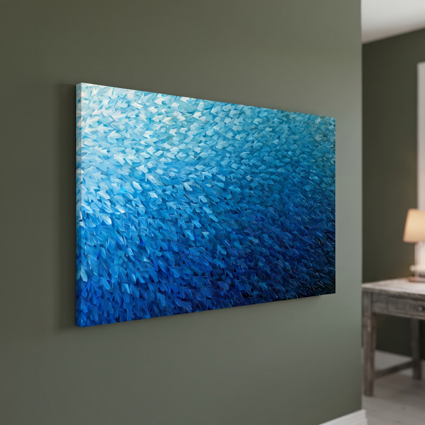 Mockup: Geometric School Of Fish Illustration - Abstract Marine Life Wall Art