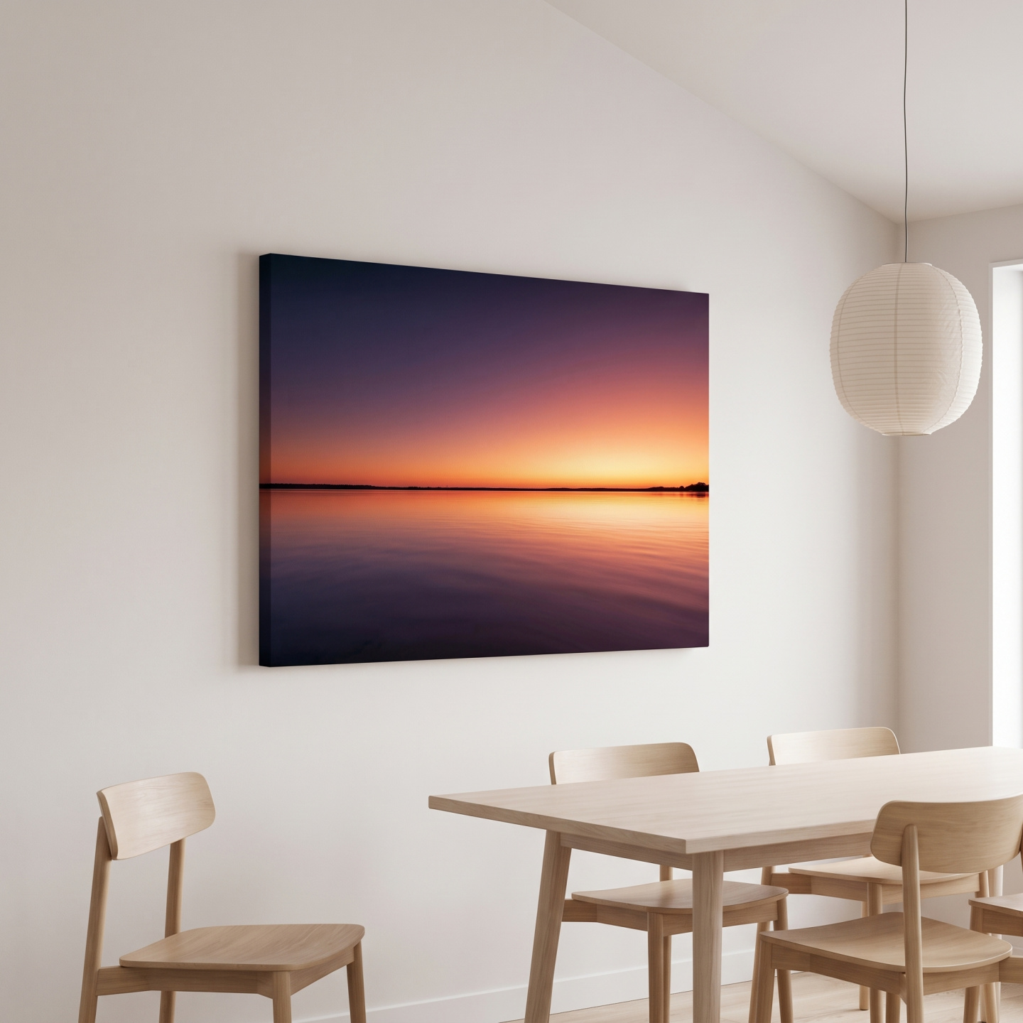 Mockup: Minimalist Shallow Ocean Bay Sunset - Photographic Horizon Wall Art