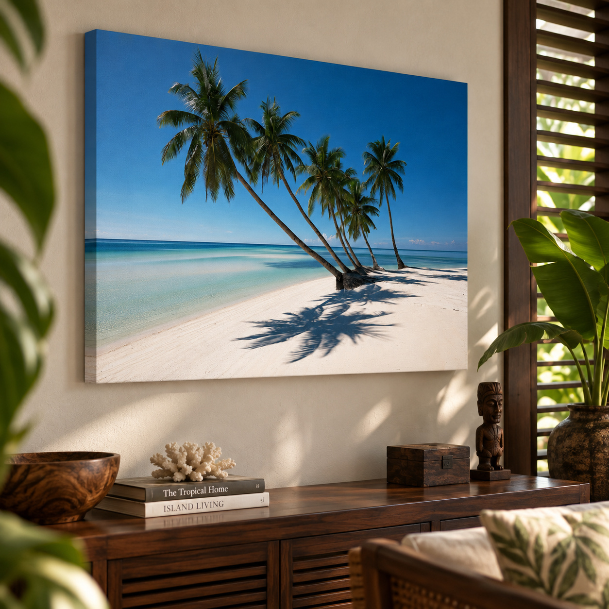 Mockup: Tropical Palm Beach Paradise - Photographic Coastal Wall Art