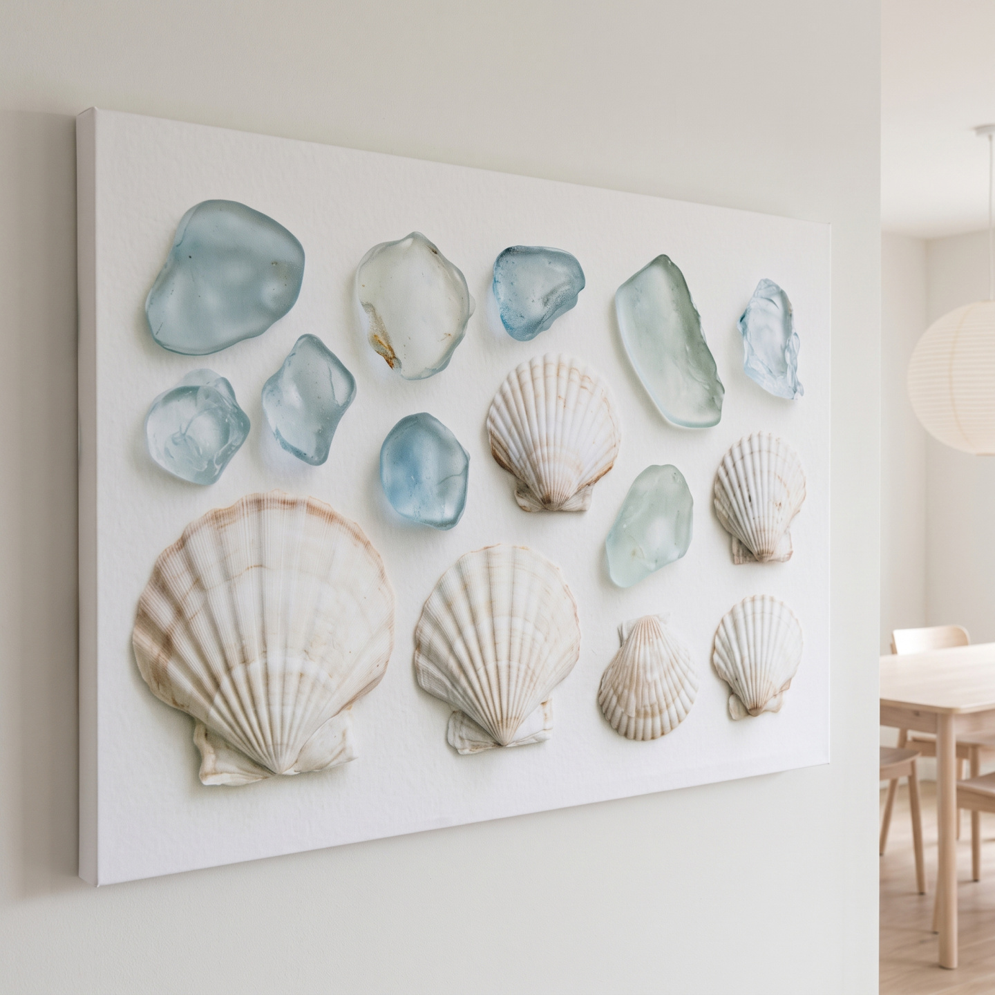 Mockup: Sea Glass Scallop Shell Collection - Minimalist Photographic Coastal Wall Art