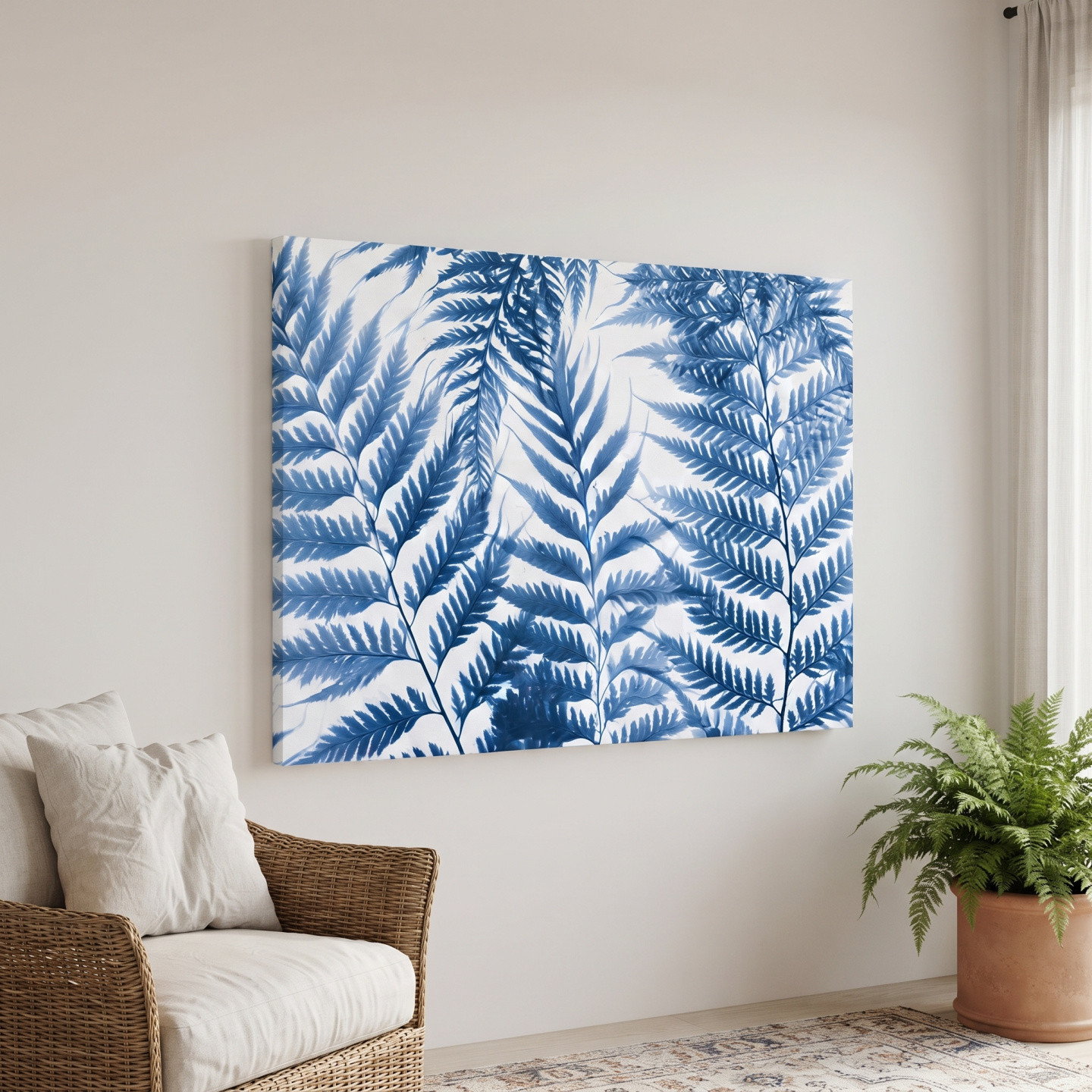 Mockup: Cyanotype Seaweed Botanical Illustration - Minimalist Hamptons Wall Art