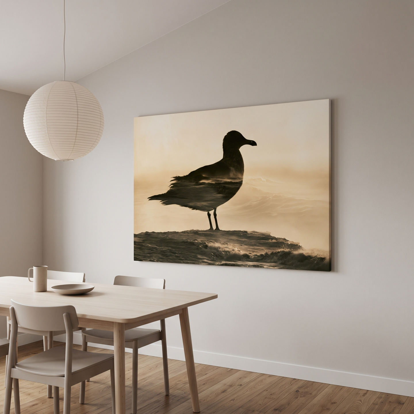 Mockup: Seagull Silhouette Double Exposure - Minimalist Photographic Wall Art
