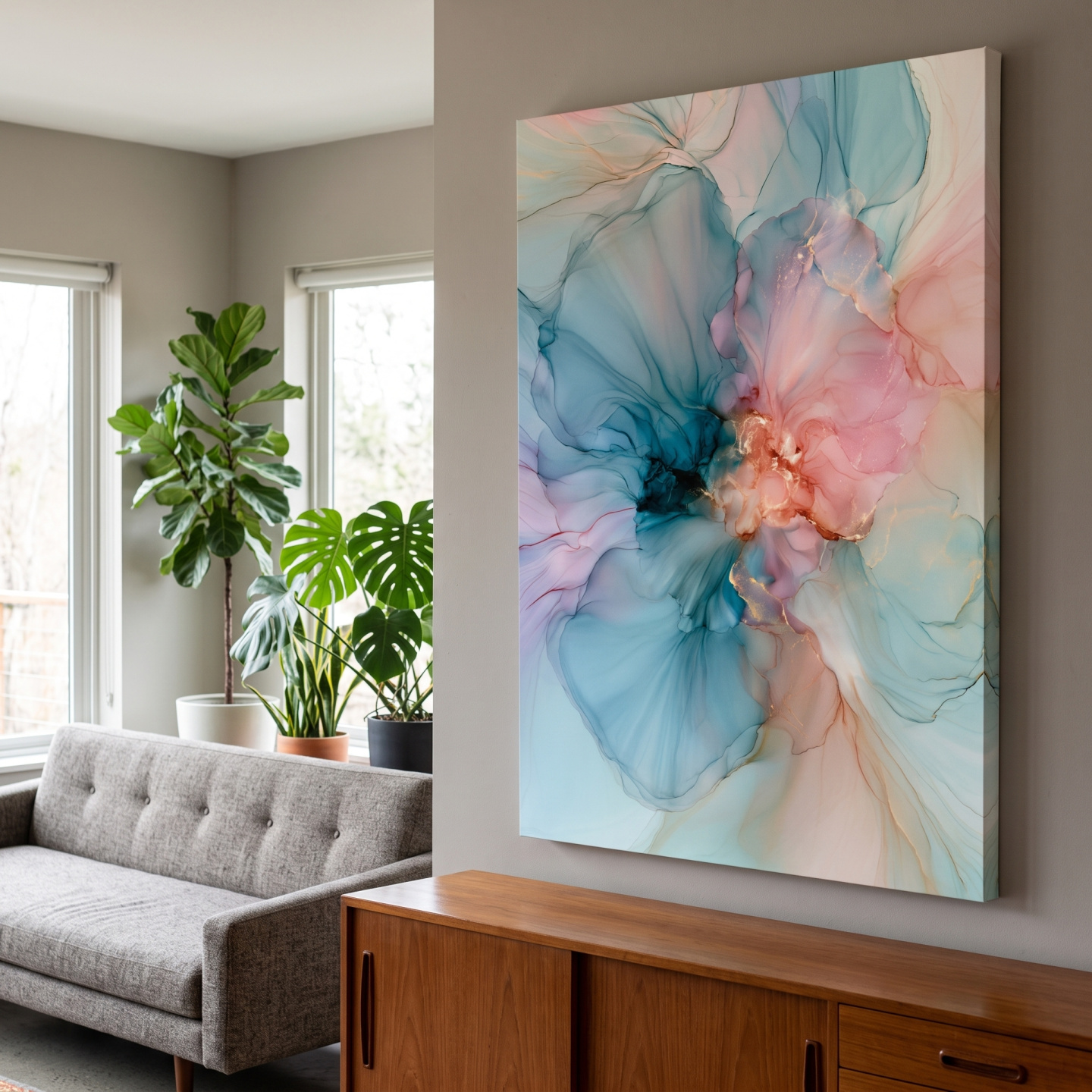 Mockup: Abstract Alcohol Ink Coral Formation - Coastal Wall Art