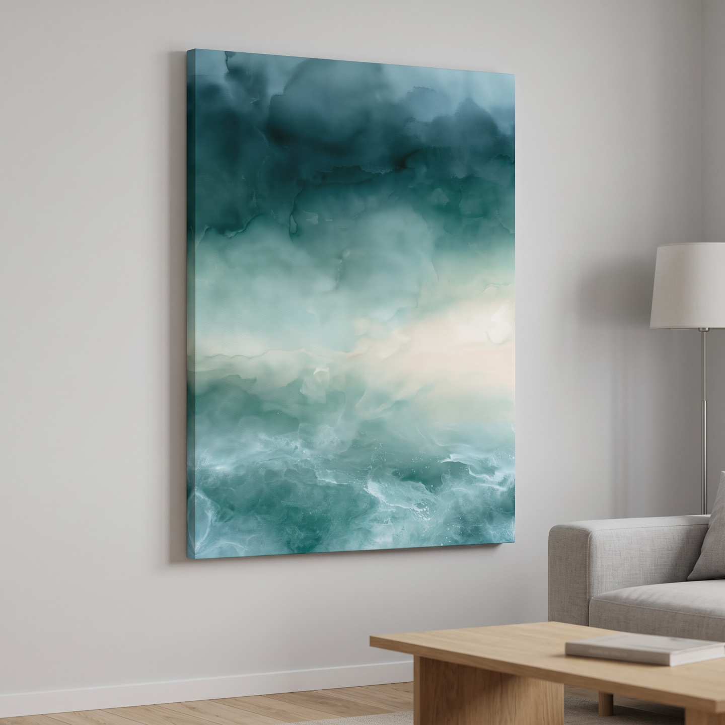 Mockup: Stormy Ocean Watercolour - Abstract Wave Wall Art
