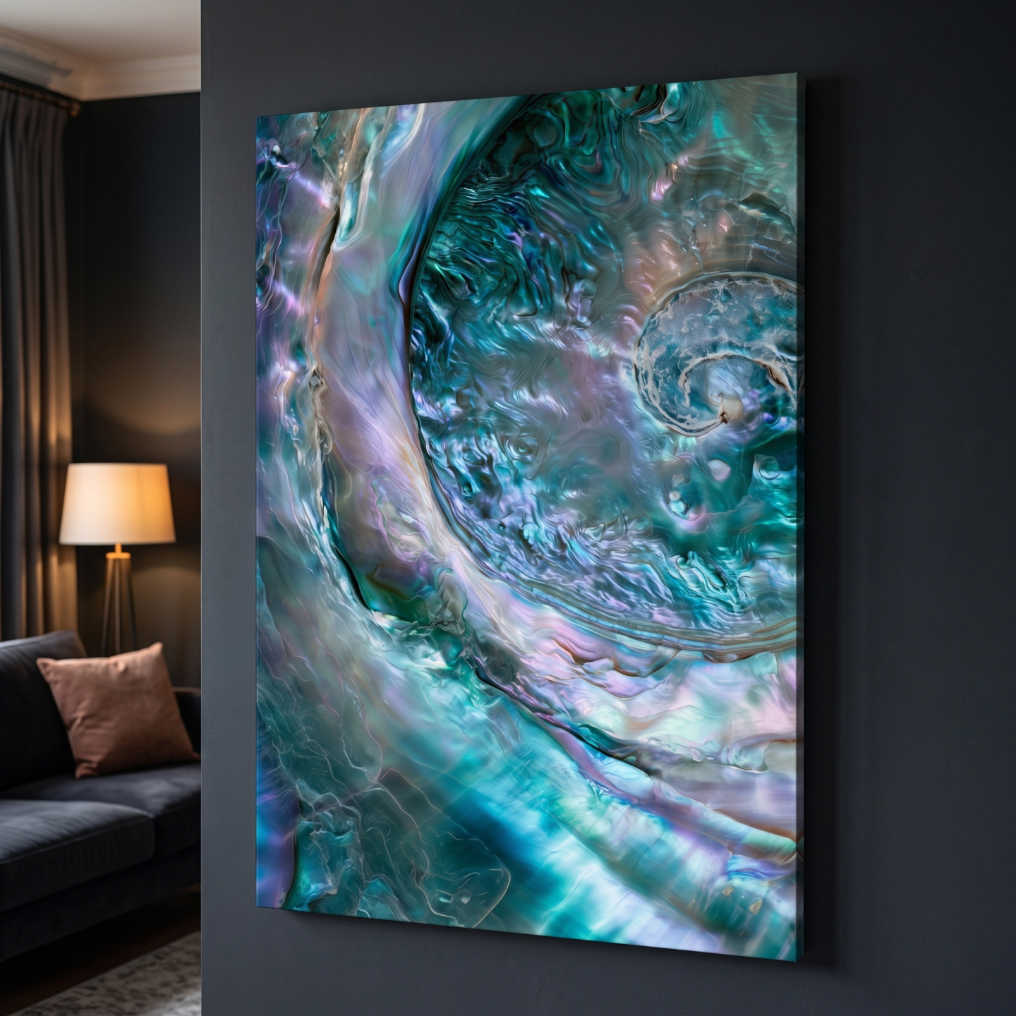 Mockup: Iridescent Abalone Shell Abstract - Natural Organic Wall Art