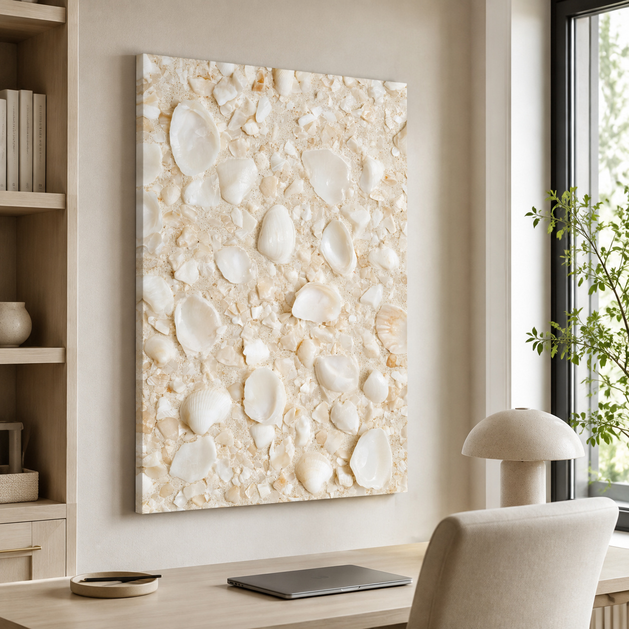 Mockup: Crushed Seashell Terrazzo Design - Minimalist Natural Wall Art