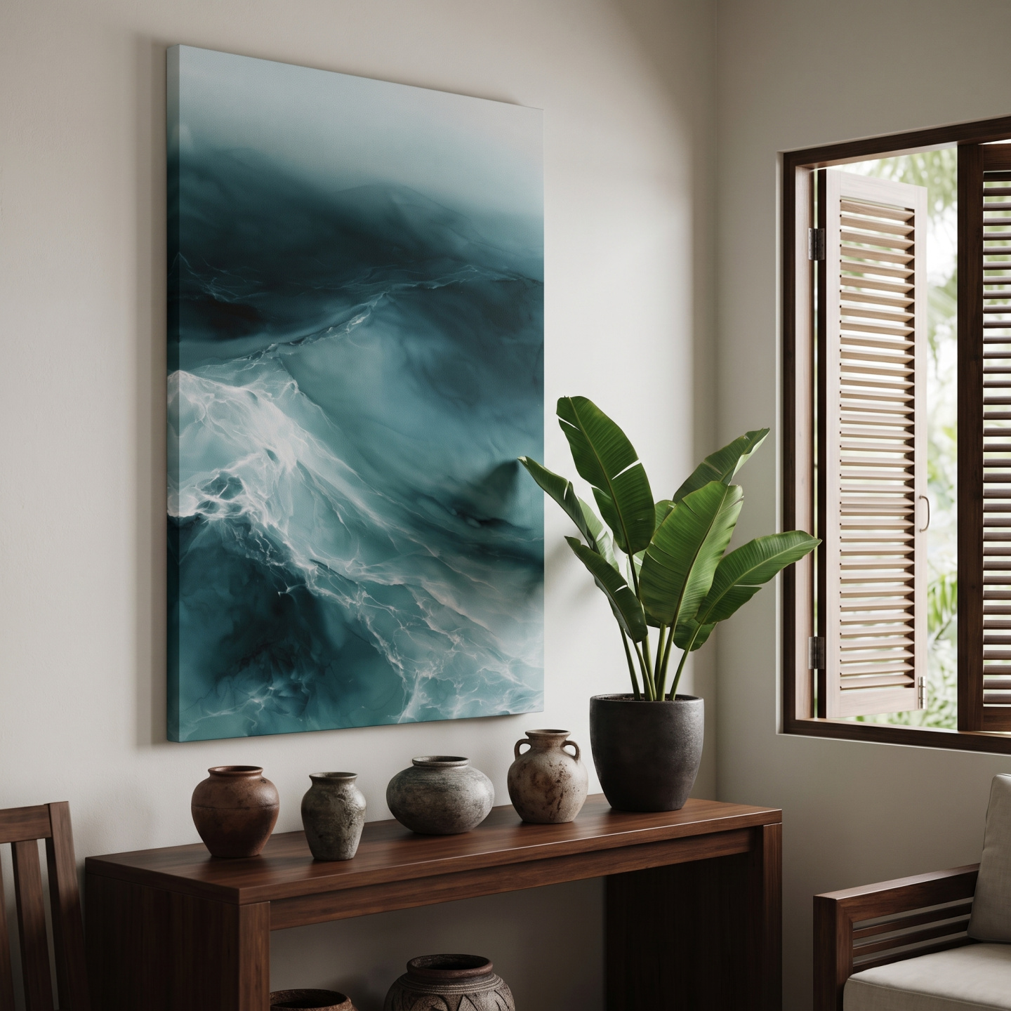 Mockup: Abstract Ocean Wave Watercolour - Minimalist Seascape Wall Art