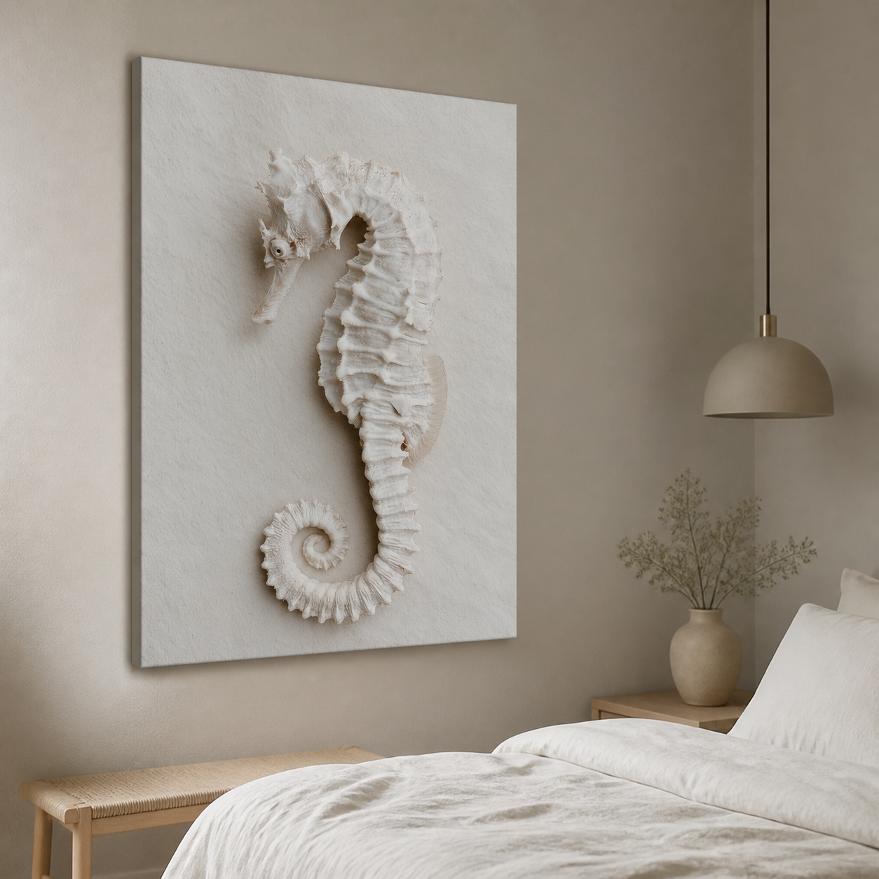 Mockup: Minimalist Seahorse Hamptons Decor - Photographic Marine Life Wall Art