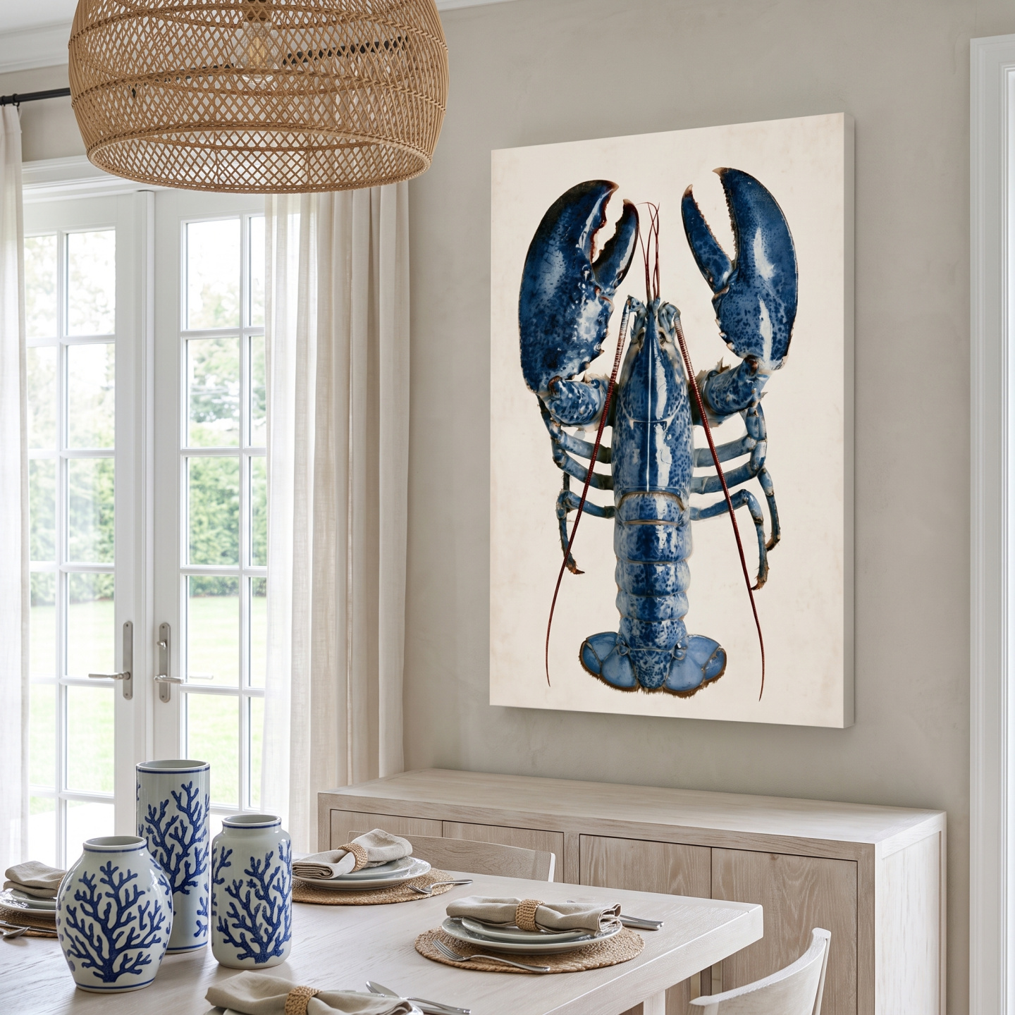 Mockup: Hamptons Lobster Illustration - Minimalist Coastal Marine Life Wall Art