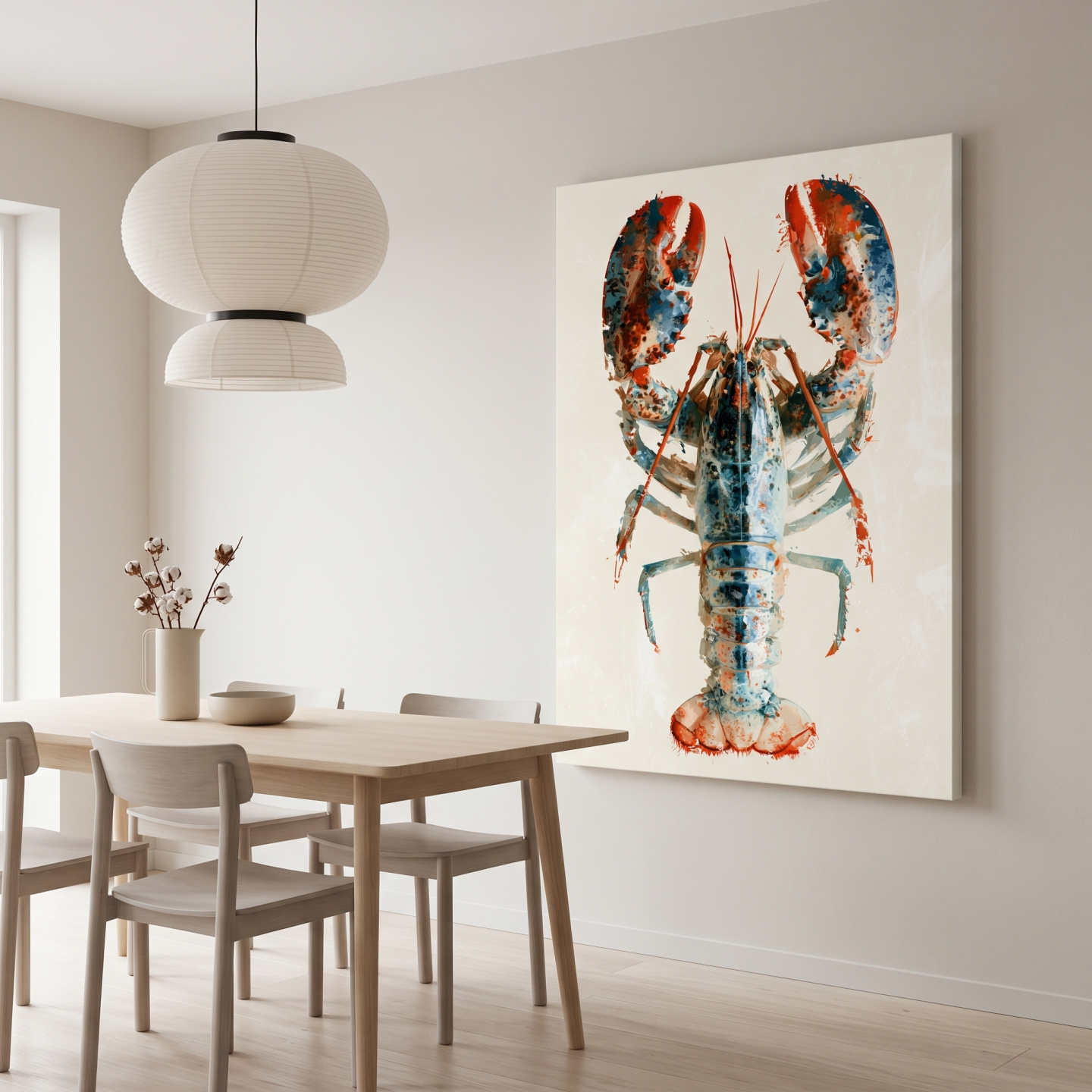 Mockup: Minimalist Lobster Illustration - Coastal Marine Life Wall Art