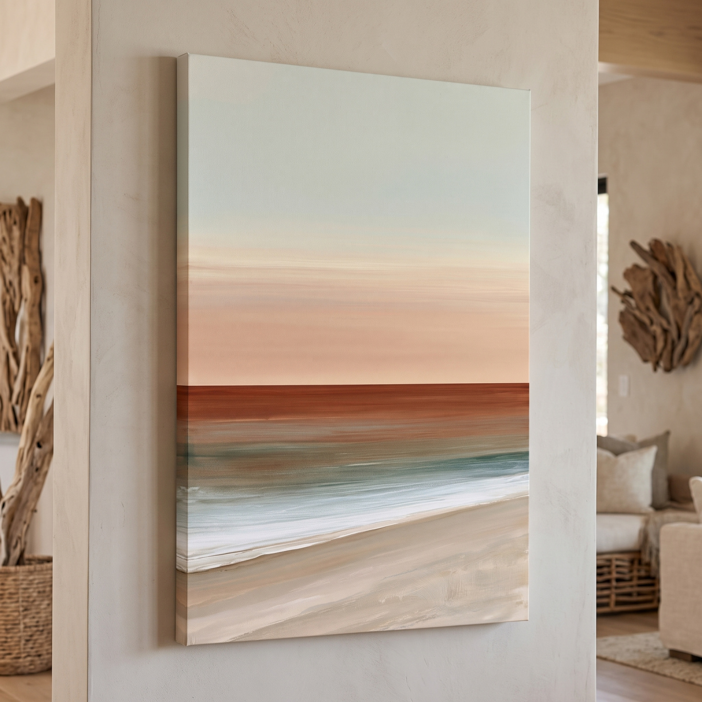Mockup: Minimalist Boho Ocean Horizon - Abstract Watercolour Wall Art