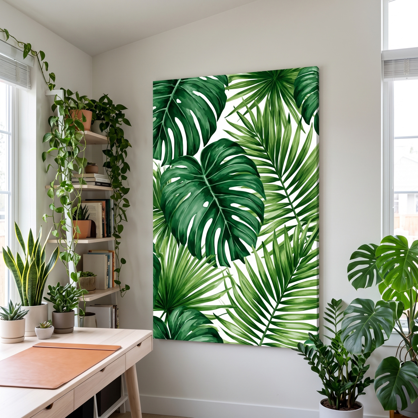Mockup: Tropical Monstera Palm Leaves - Watercolour Botanical Wall Art