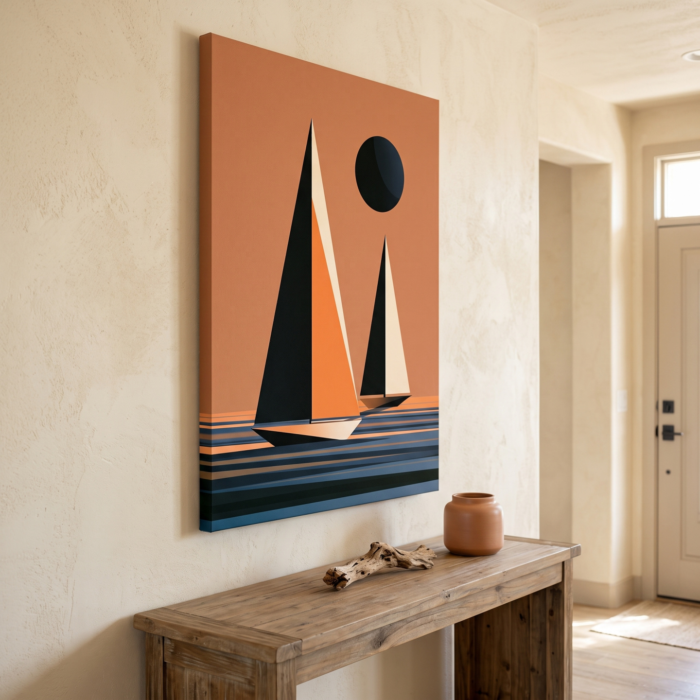 Mockup: Mid-Century Sailboat Illustration - Minimalist Nautical Wall Art