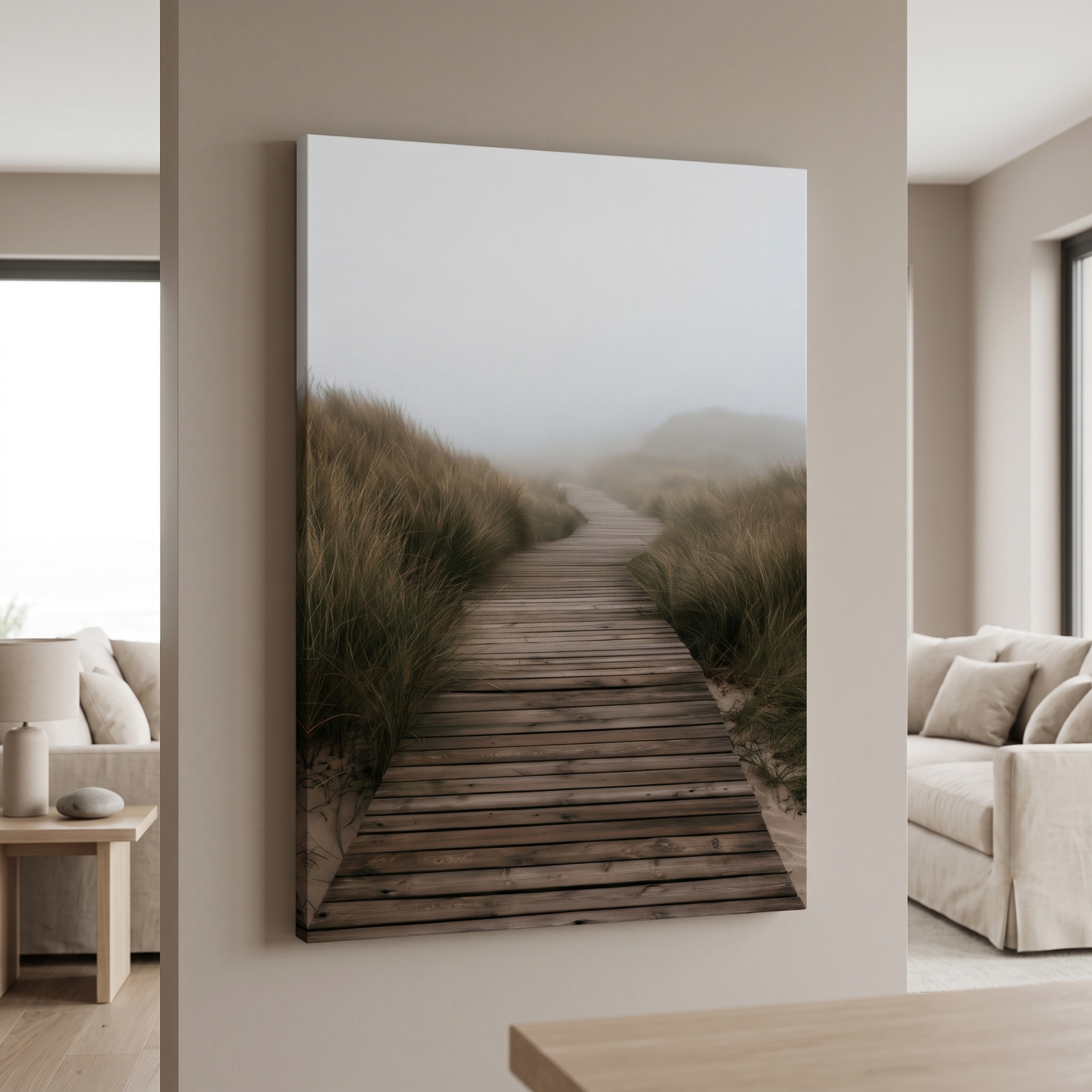 Mockup: Misty Dune Boardwalk - Boho Beach Photographic Wall Art